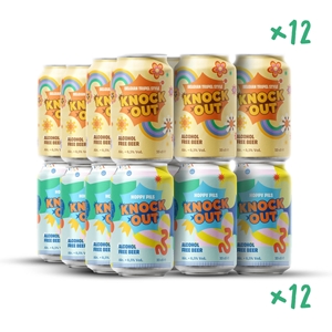 Knock Out Hoppy Pils 12x blond 12x Belgian triple style 33cl - Alcohol free / gluten free